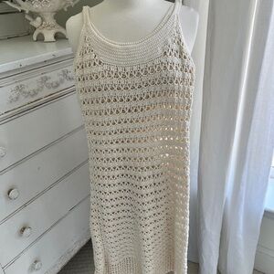 Tabitha by Anthropologie Cream Crochet Sleeveless Dress
